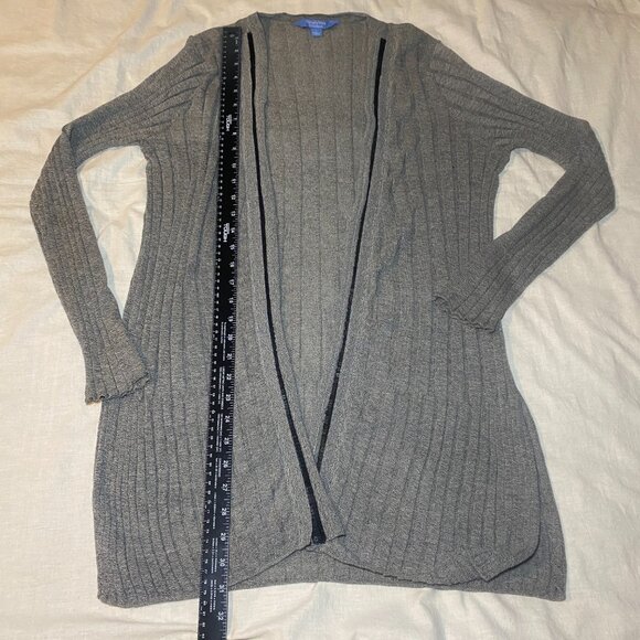 Simply Vera Vera Wang Duster Cardigan Sweater Womens L Gray Sequins Ribbed EUC - Picture 11 of 12
